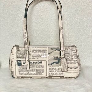 NWT Coach Asher Newspaper Print Shoulder Bag CDC11 In Silver/Chalk Multi